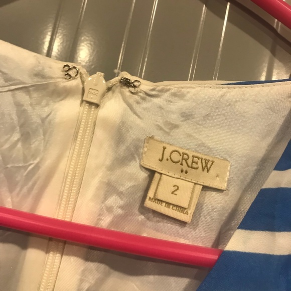 2/$40 J crew white and blue striped dress size 2 - Picture 7 of 9